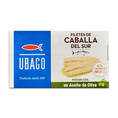 Filetes de caballa del sur en aceite de oliva Ubago lata 85 g-0