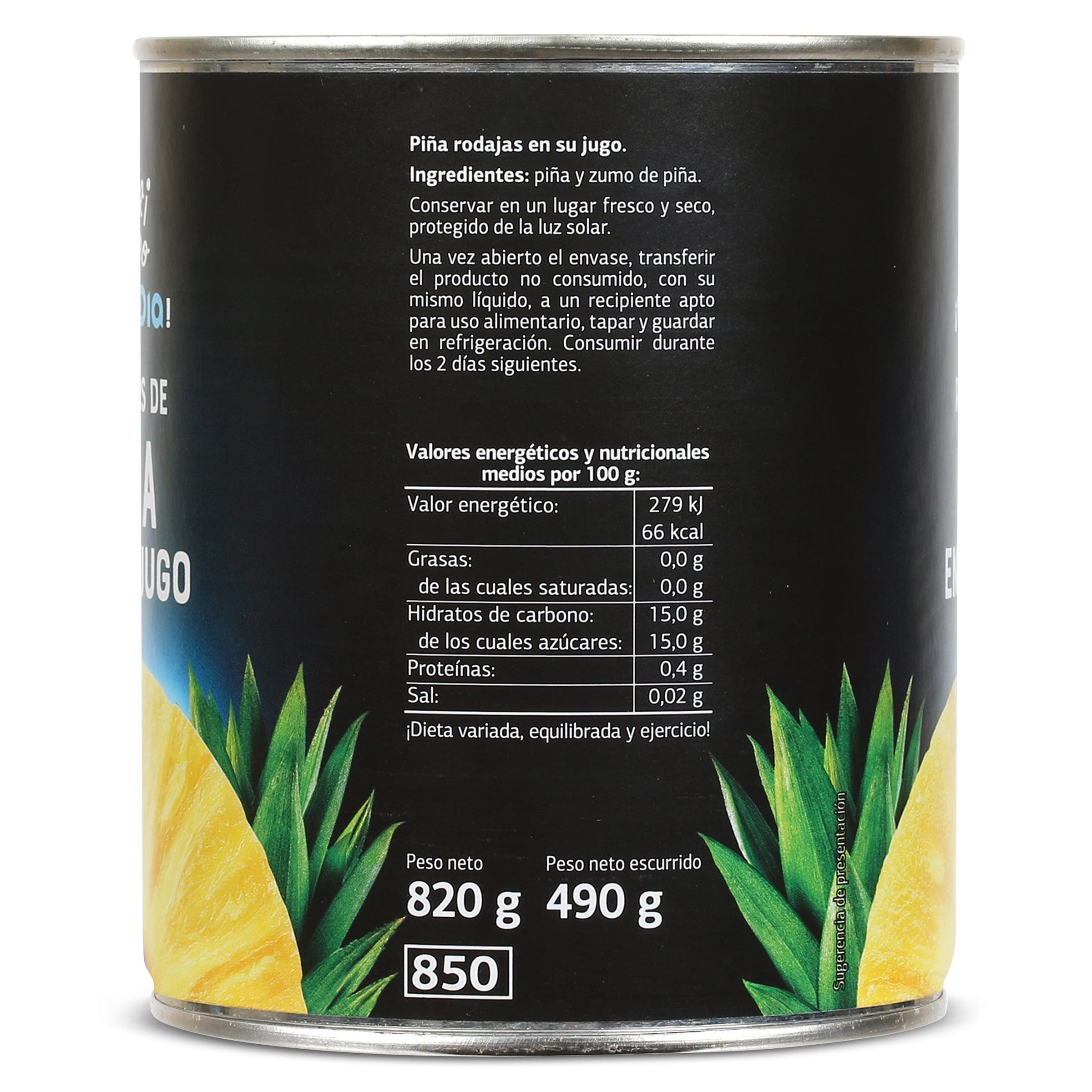 Piña en su jugo en rodajas Dia Fruticampo 490 g