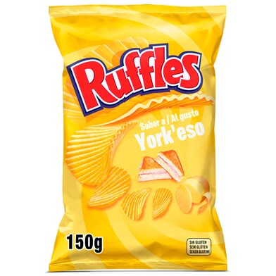 Patatas fritas onduladas sabor jamón y queso Ruffles bolsa 150 g-0