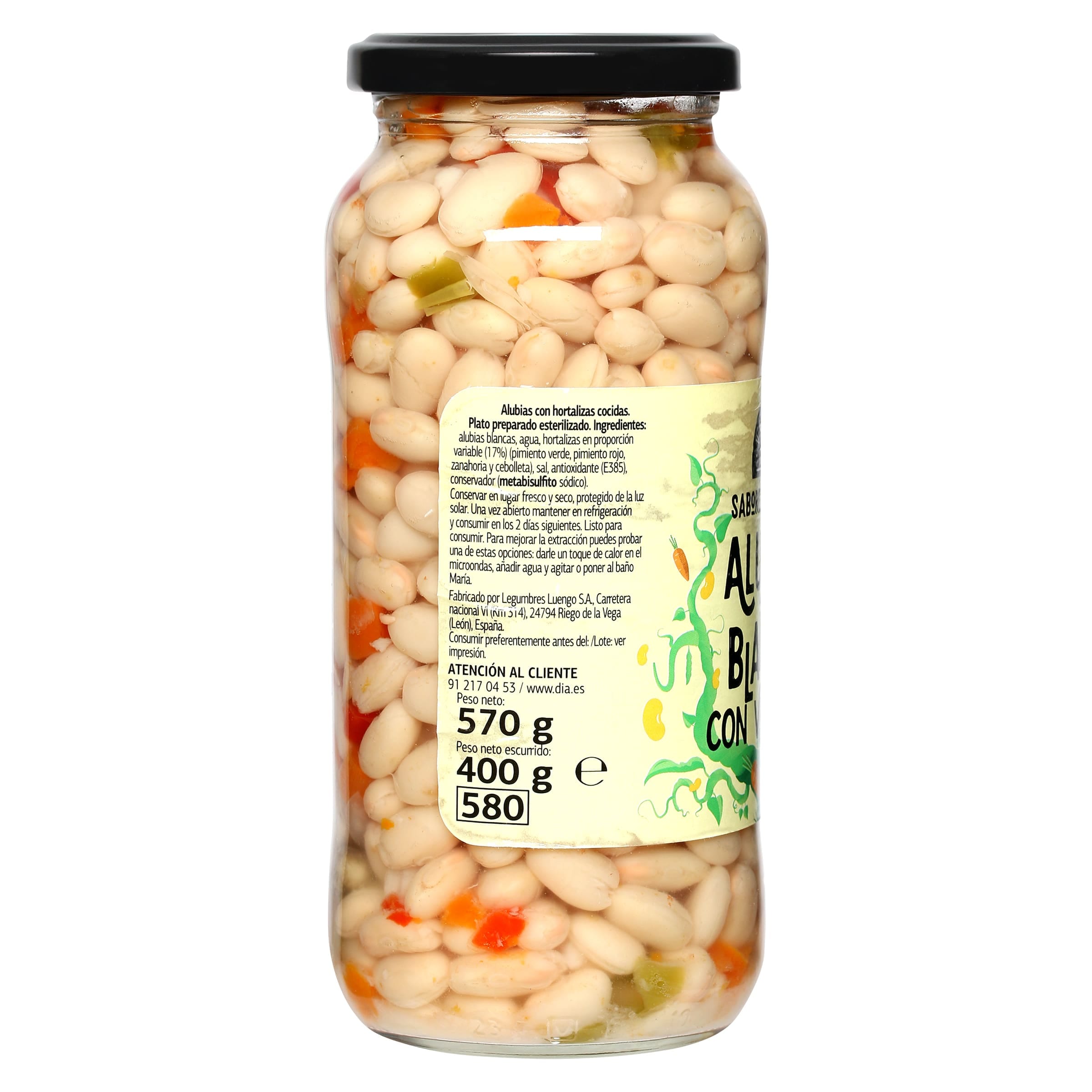 Alubias blancas cocidas con verduras Dia Vegecampo 400 g