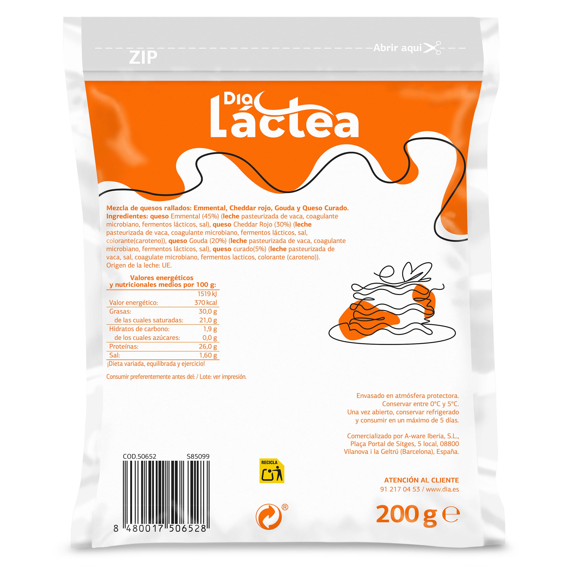 Queso rallado 4 quesos Dia Láctea 200 g