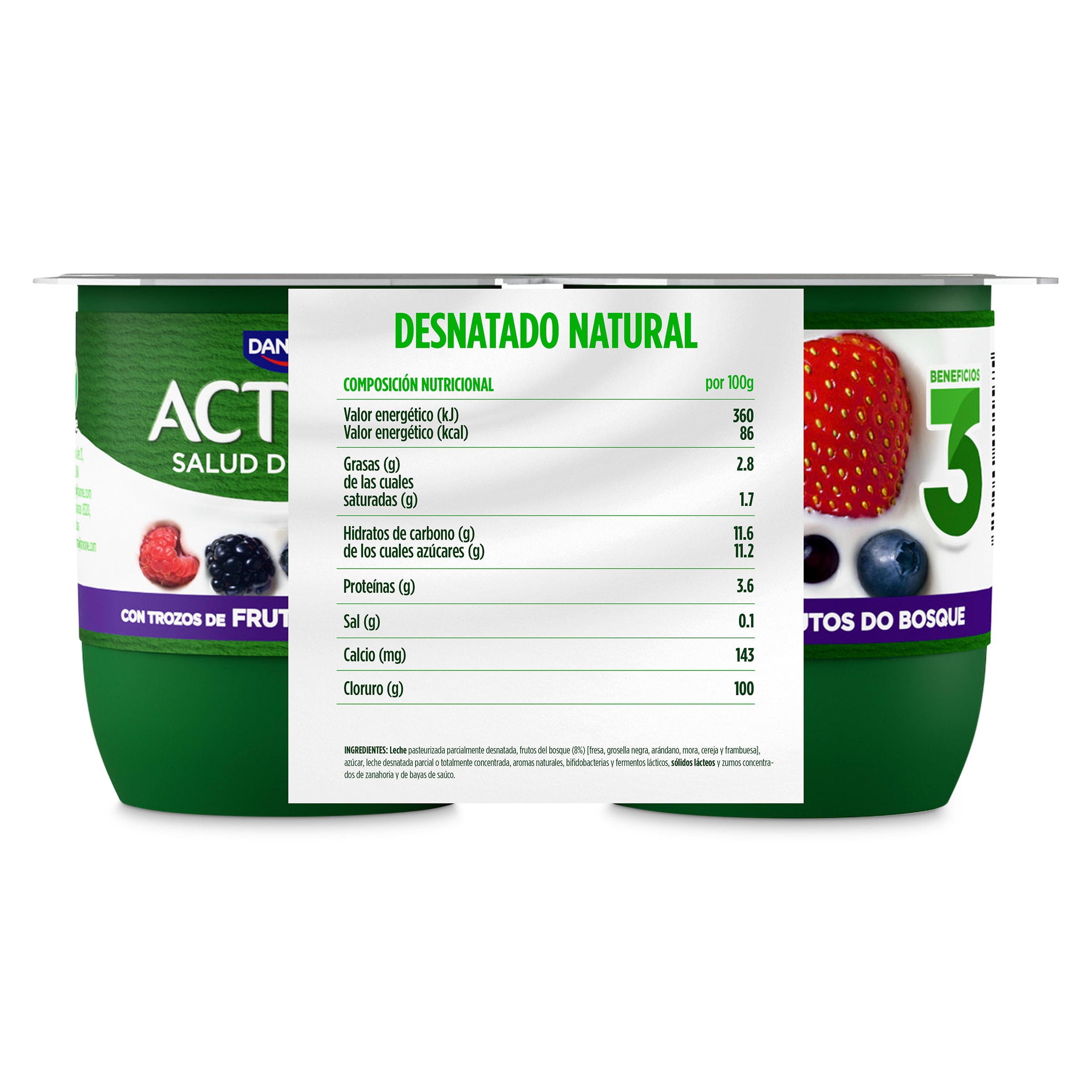 Bífidus con frutos del bosque Activia 4 x 120 g