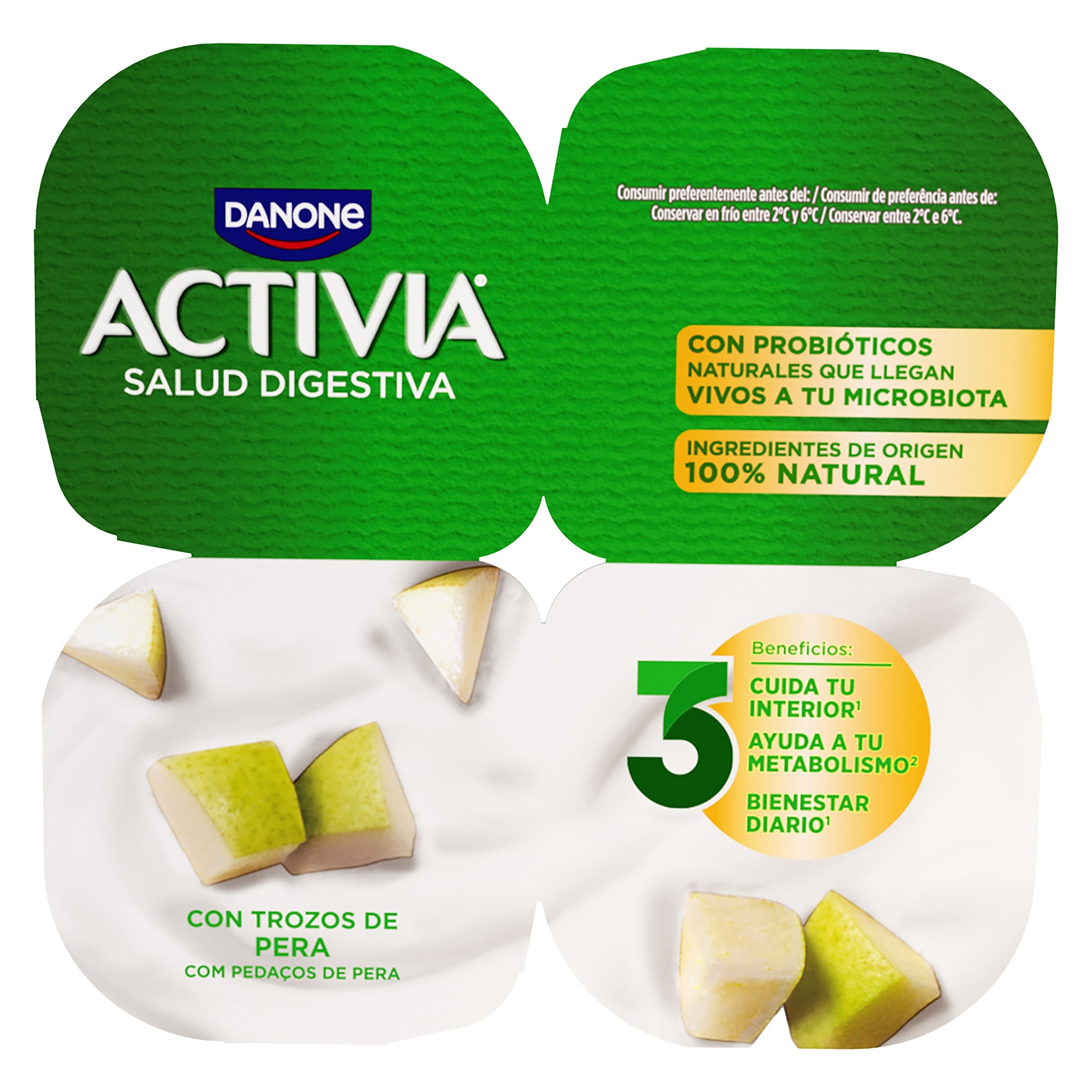 Bífidus con pera Activia pack 4 x 120 g