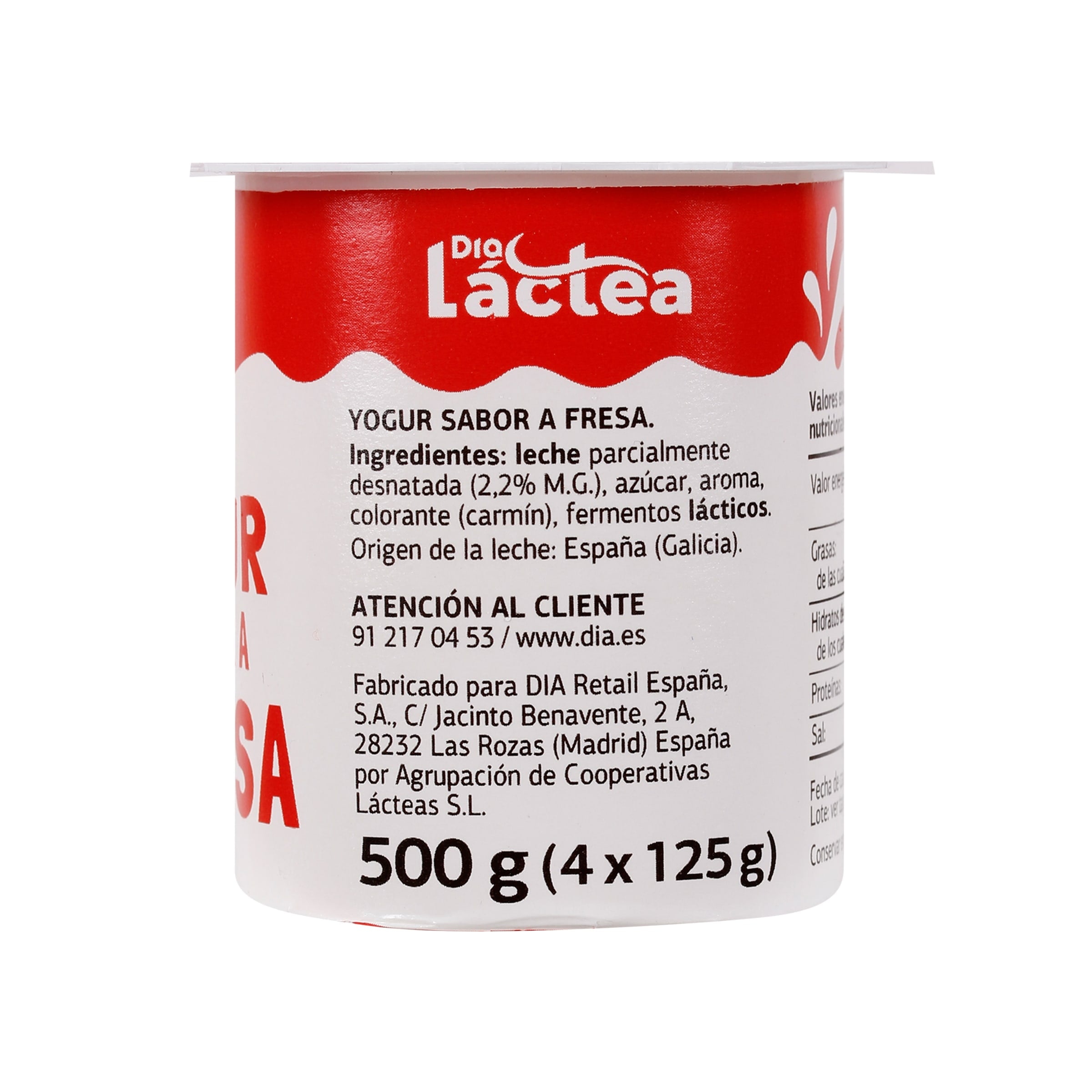 Yogur sabor fresa Dia Láctea 4 x 125 g
