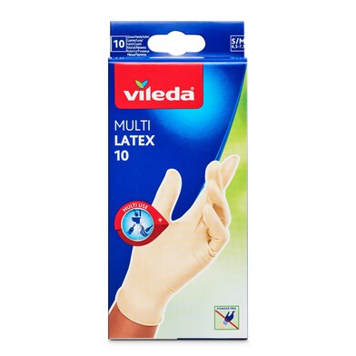 Guantes desechables de látex multiusos talla S/M VILEDA CAJA 10 UD-1 Guantes desechables de látex multiusos talla S/M VILEDA CAJA 10 UD-1