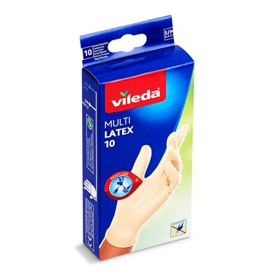 Guantes desechables de látex multiusos talla S/M VILEDA CAJA 10 UD-0 Guantes desechables de látex multiusos talla S/M VILEDA CAJA 10 UD-0