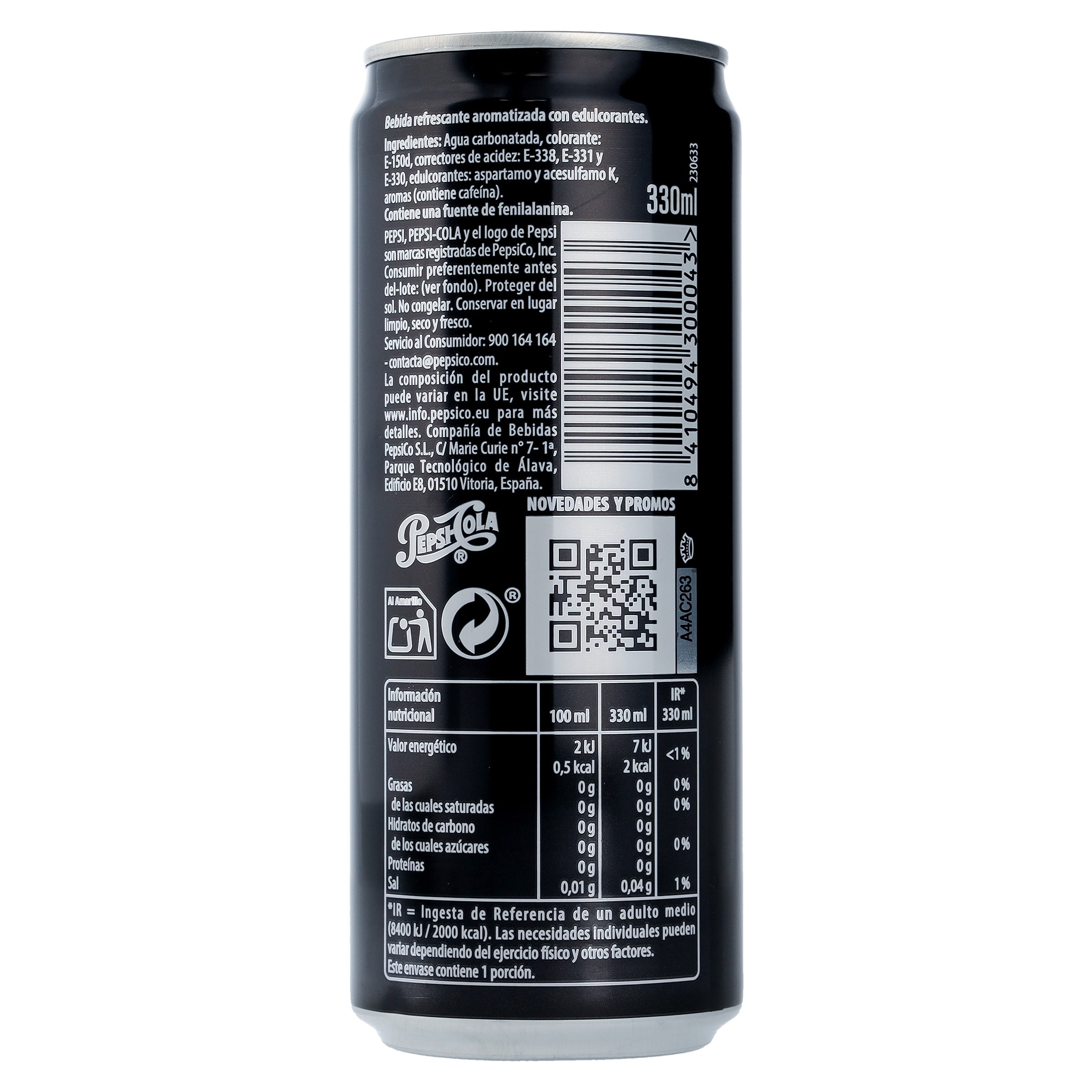 Pepsi zero azúcar 330 ml
