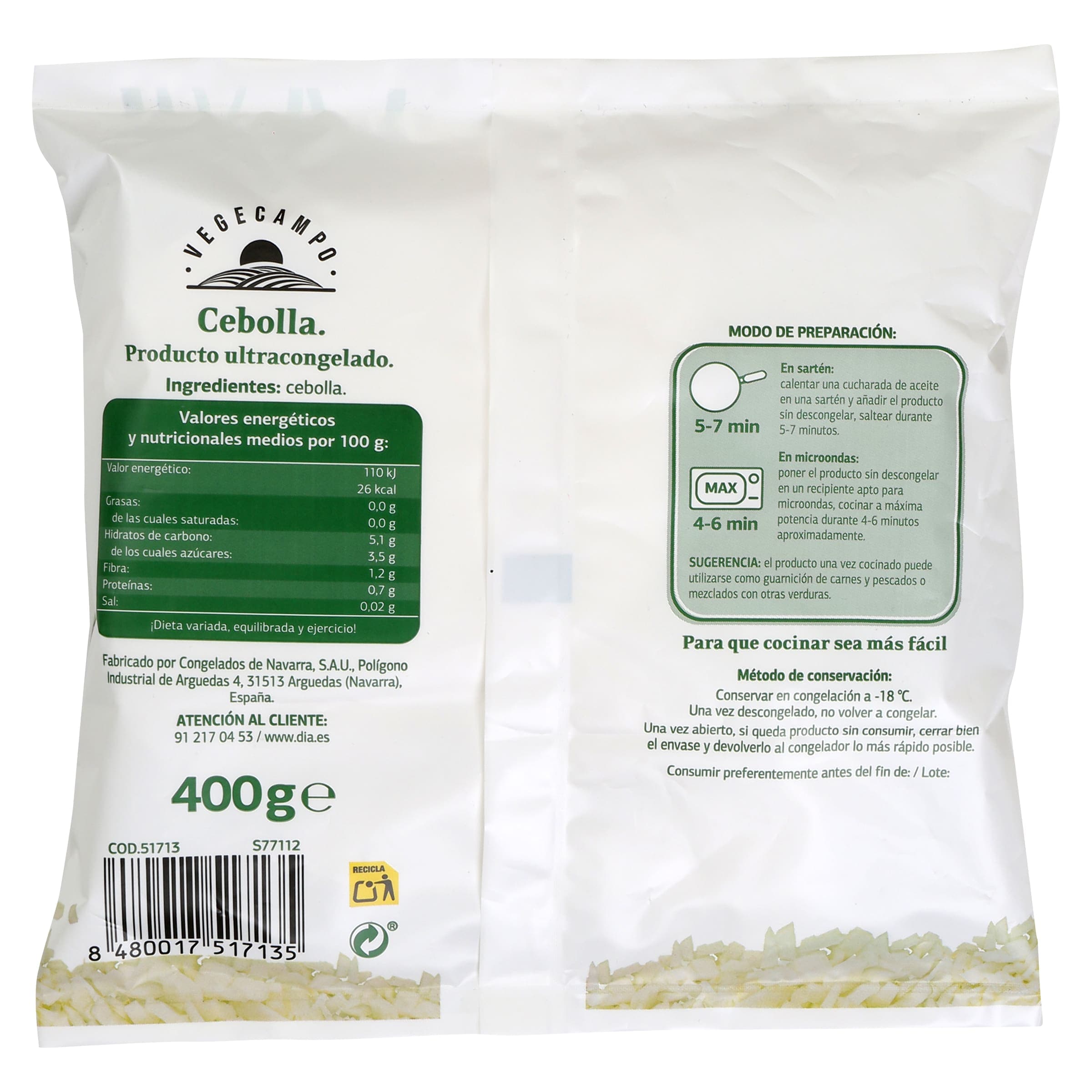 Cebolla troceada Dia Vegecampo 400 g
