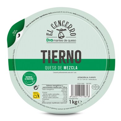 Queso tierno El Cencerro de Dia 1 Kg-1 Queso tierno El Cencerro de Dia 1 Kg-1