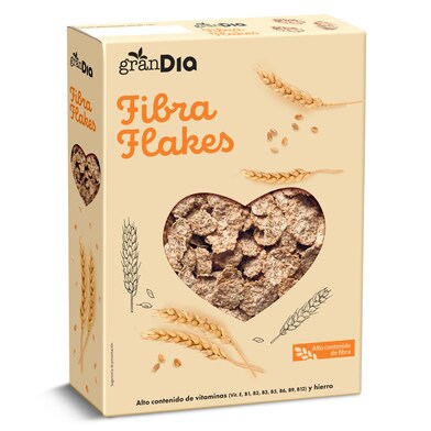 Cereales copos de trigo integral fibre flakes Gran Dia caja 375 g-0 Cereales copos de trigo integral fibre flakes Gran Dia caja 375 g-0