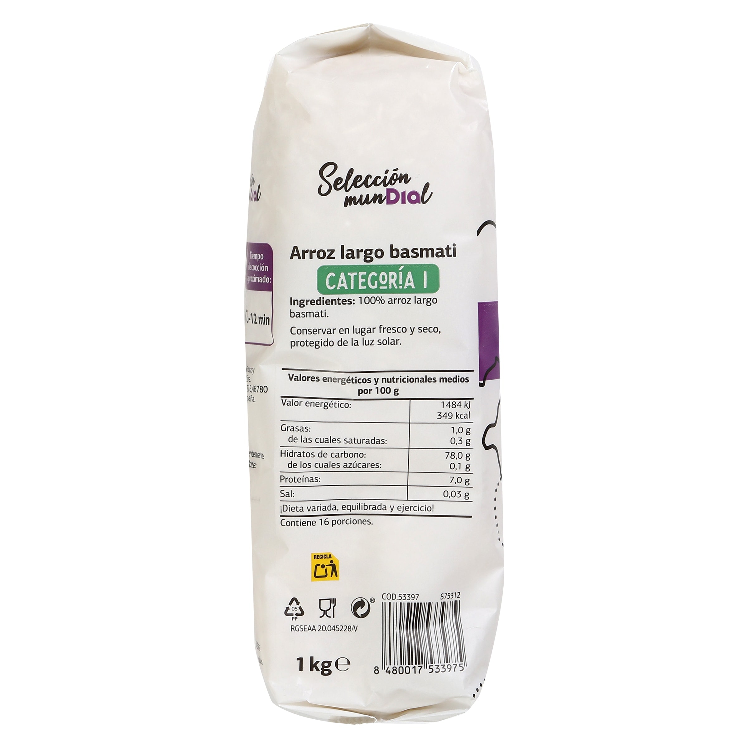 Arroz basmati Dia Selección Mundial 1 Kg
