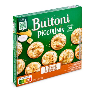 Mini pizzas 3 quesos Buitoni Piccolinis caja 270 g-0 Mini pizzas 3 quesos Buitoni Piccolinis caja 270 g-0