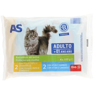 Alimento para gatos trozos en salsa As Dia sobre 400 g-0