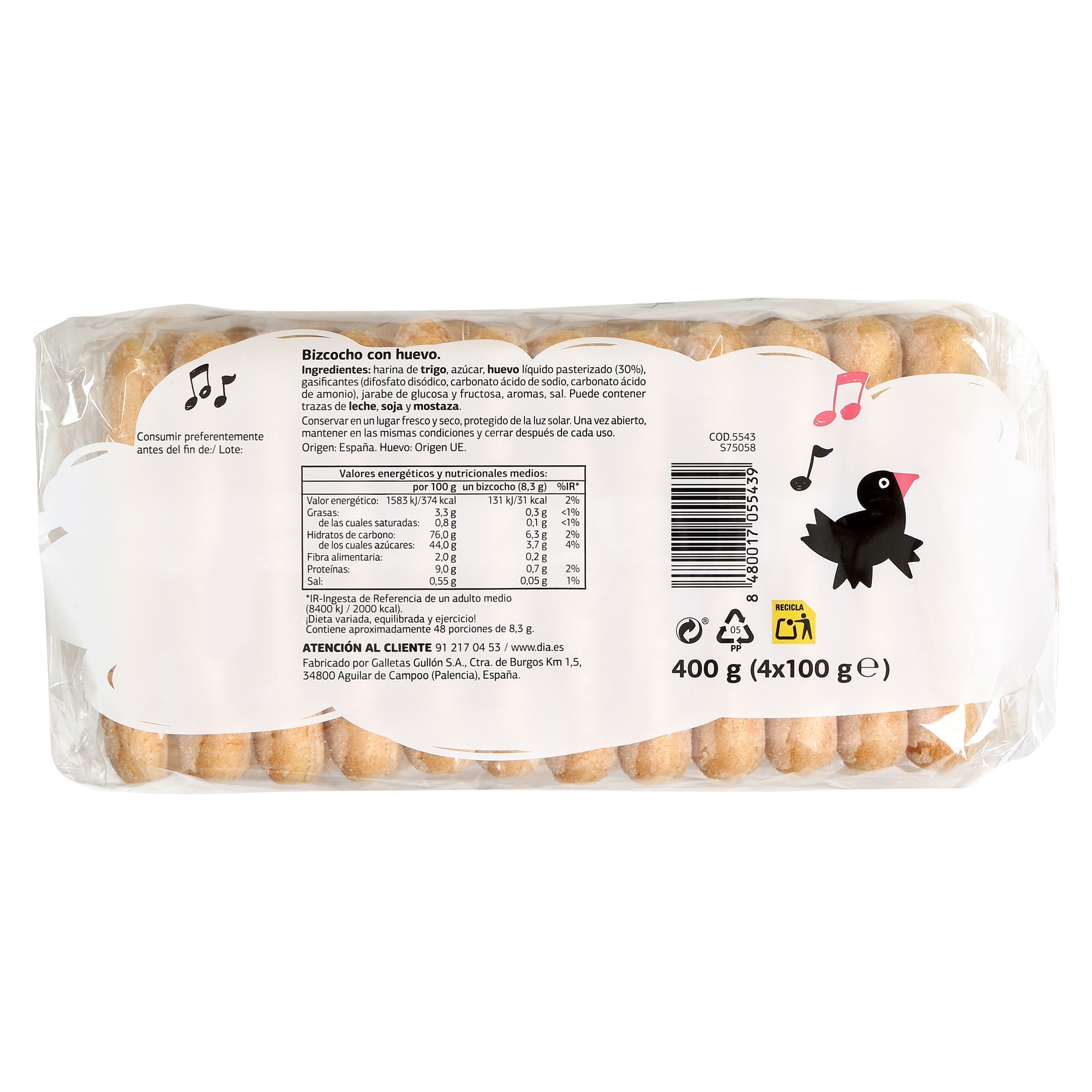 Bizcochos con huevo Galleteca de Dia 400 g