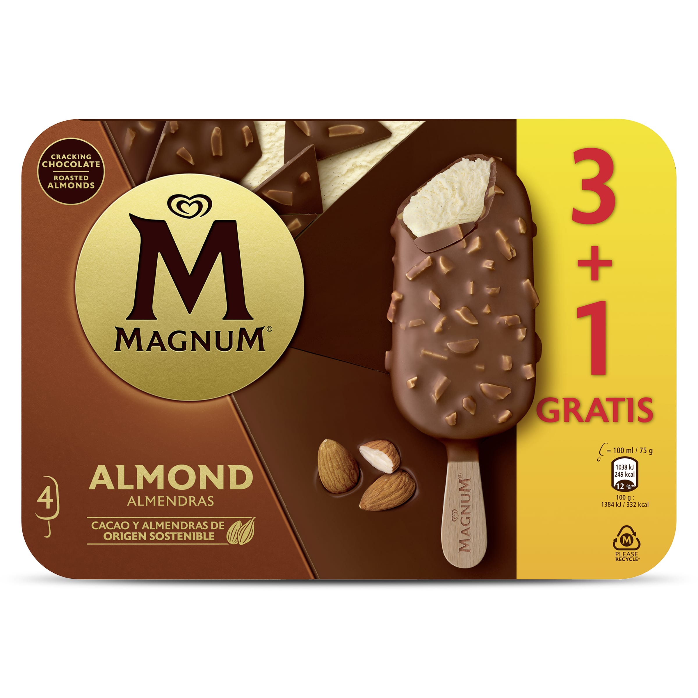 Magnum almendrado 4 x 75 g