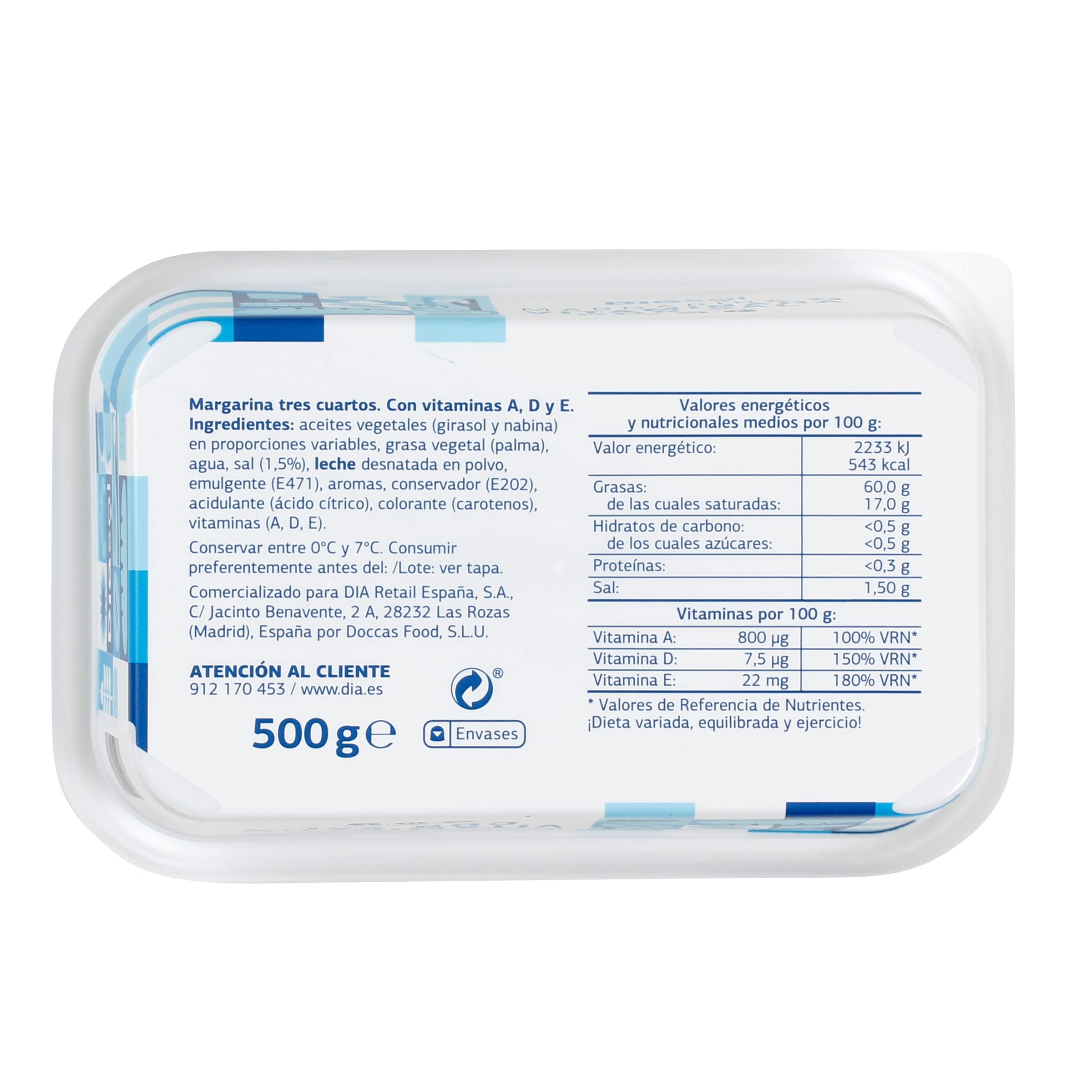 Margarina vitaminada con sal Diasol 500 g