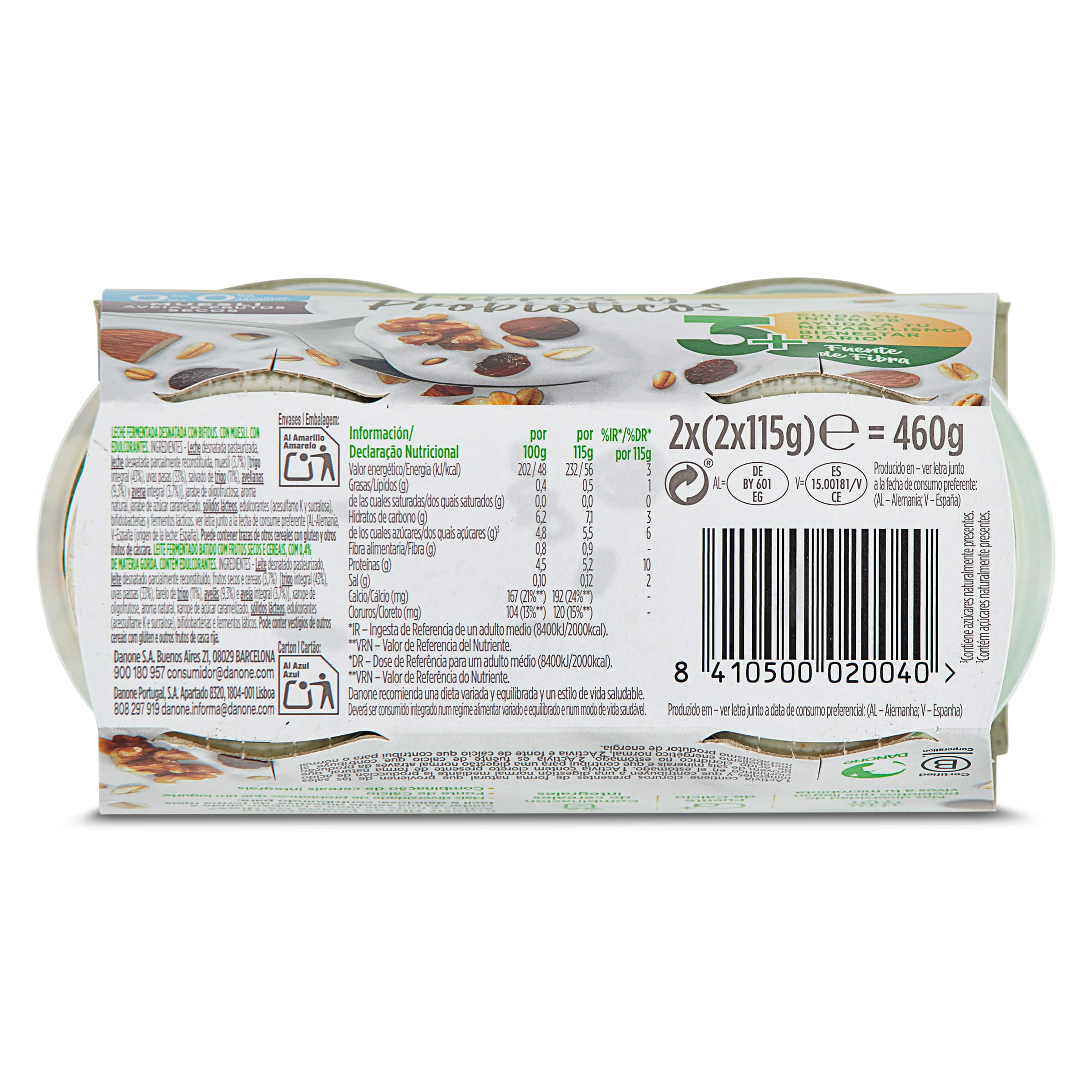 Bífidus con muesli desnatado Activia 4 x 115 g