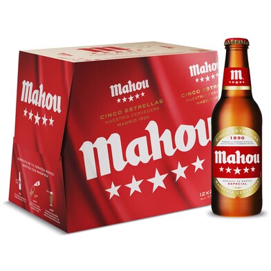 Cerveza Mahou 5 Estrellas botella 12 x 25 cl-0