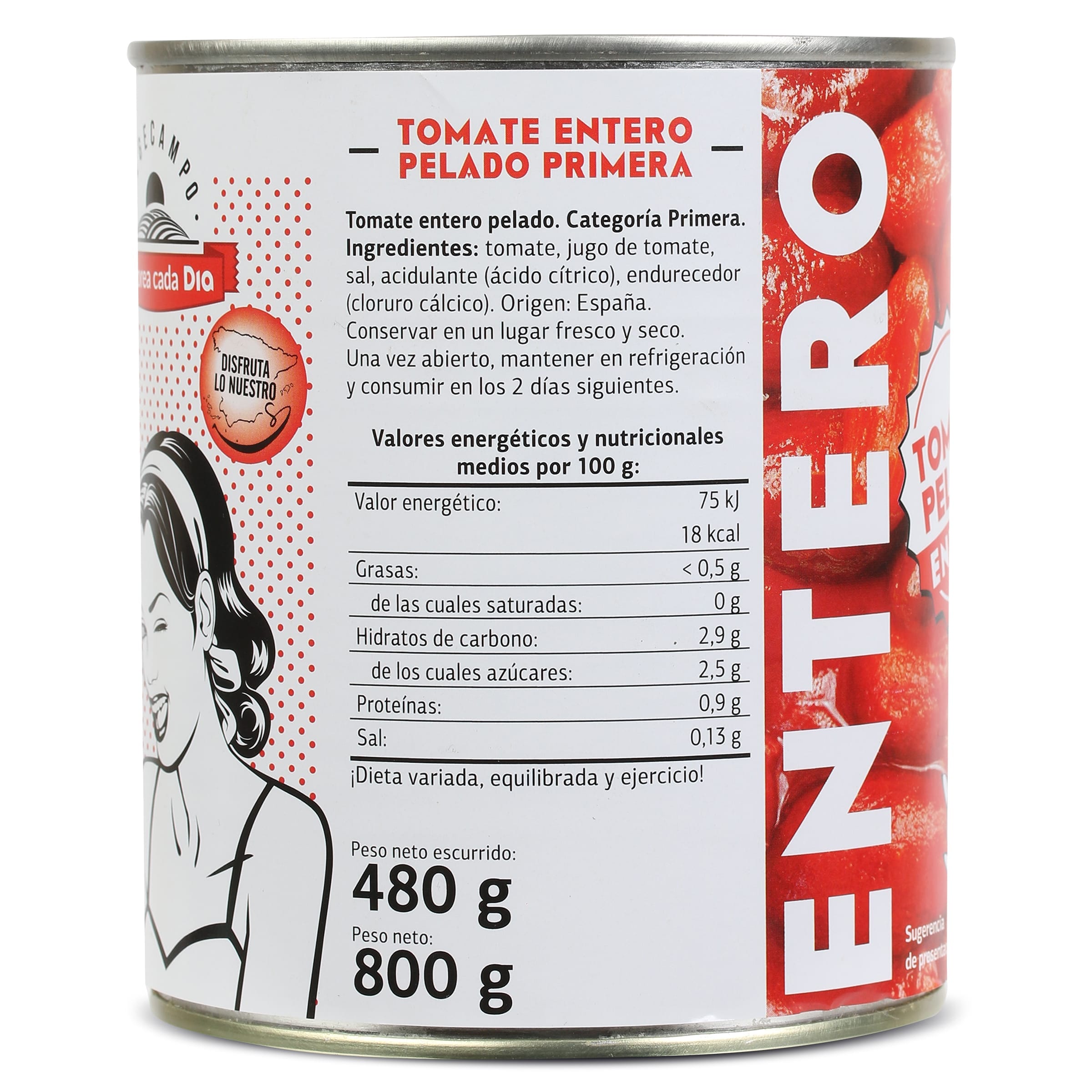 Tomate entero pelado Dia Vegecampo 480 g