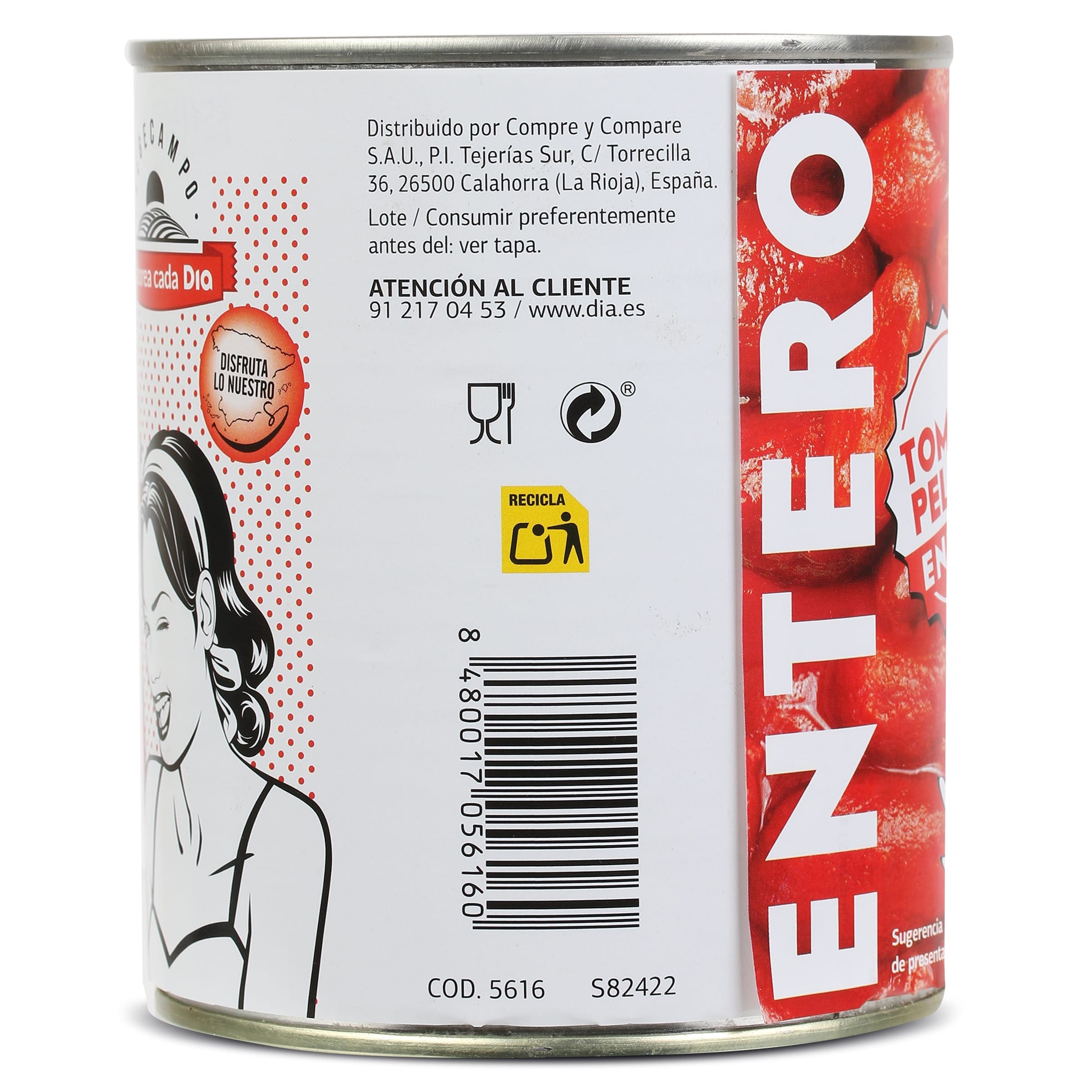 Tomate entero pelado Dia Vegecampo 480 g