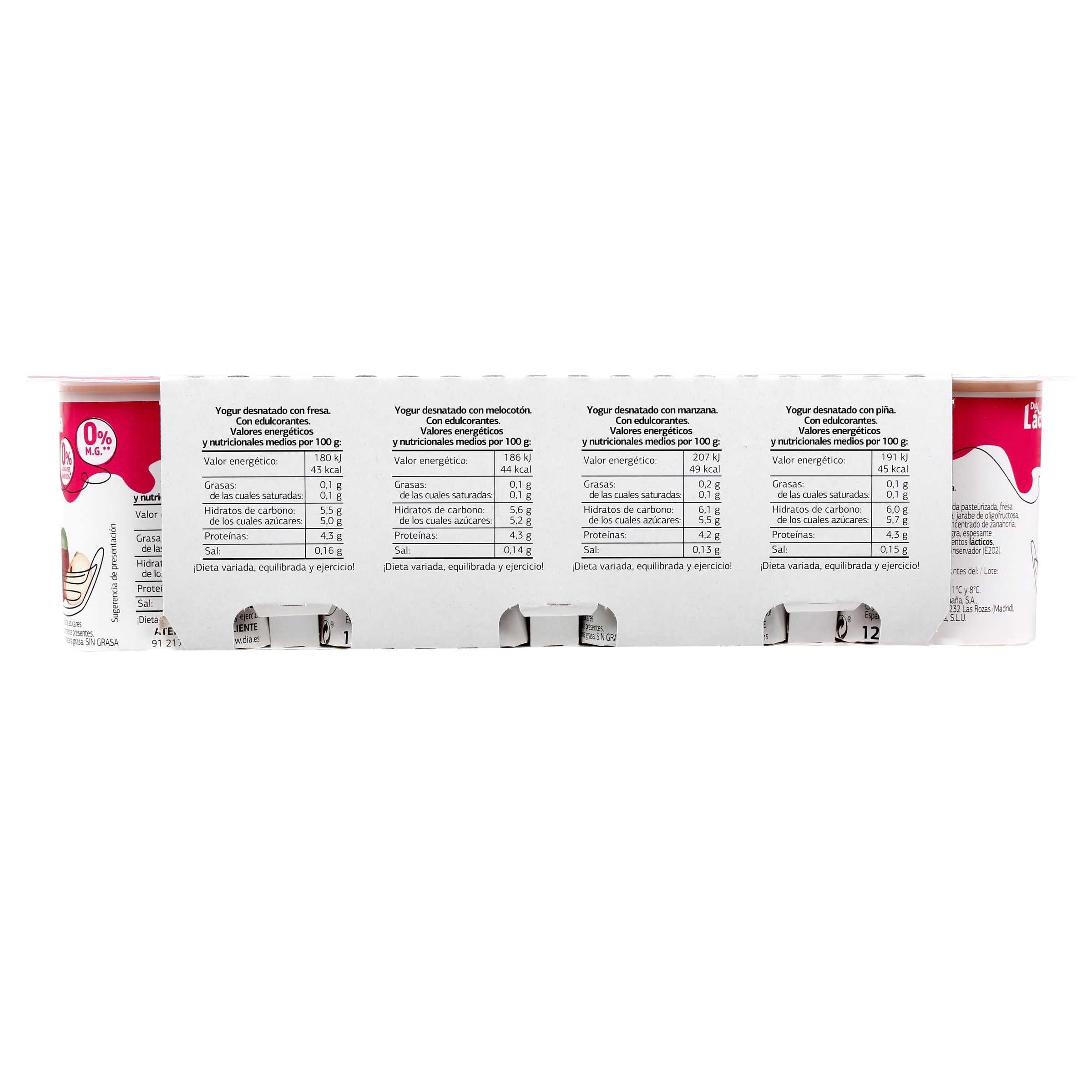 Yogur desnatado con frutas Dia Láctea 8 x 125 g