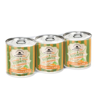 Guisantes con zanahorias Vegecampo de Dia lata 3 x 130 g-0 Guisantes con zanahorias Vegecampo de Dia lata 3 x 130 g-0