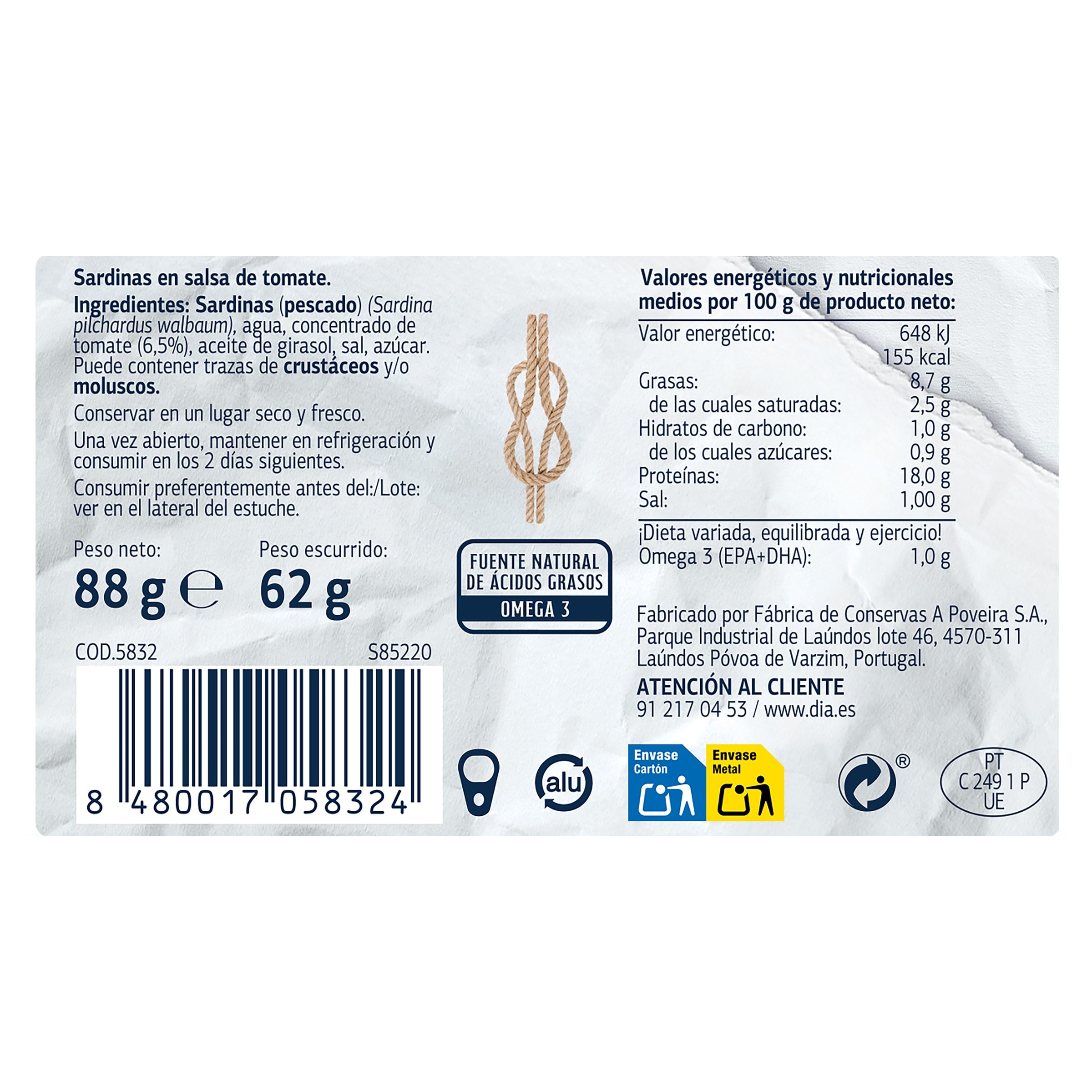 Sardinillas en tomate Dia Mari Marinera 62 g