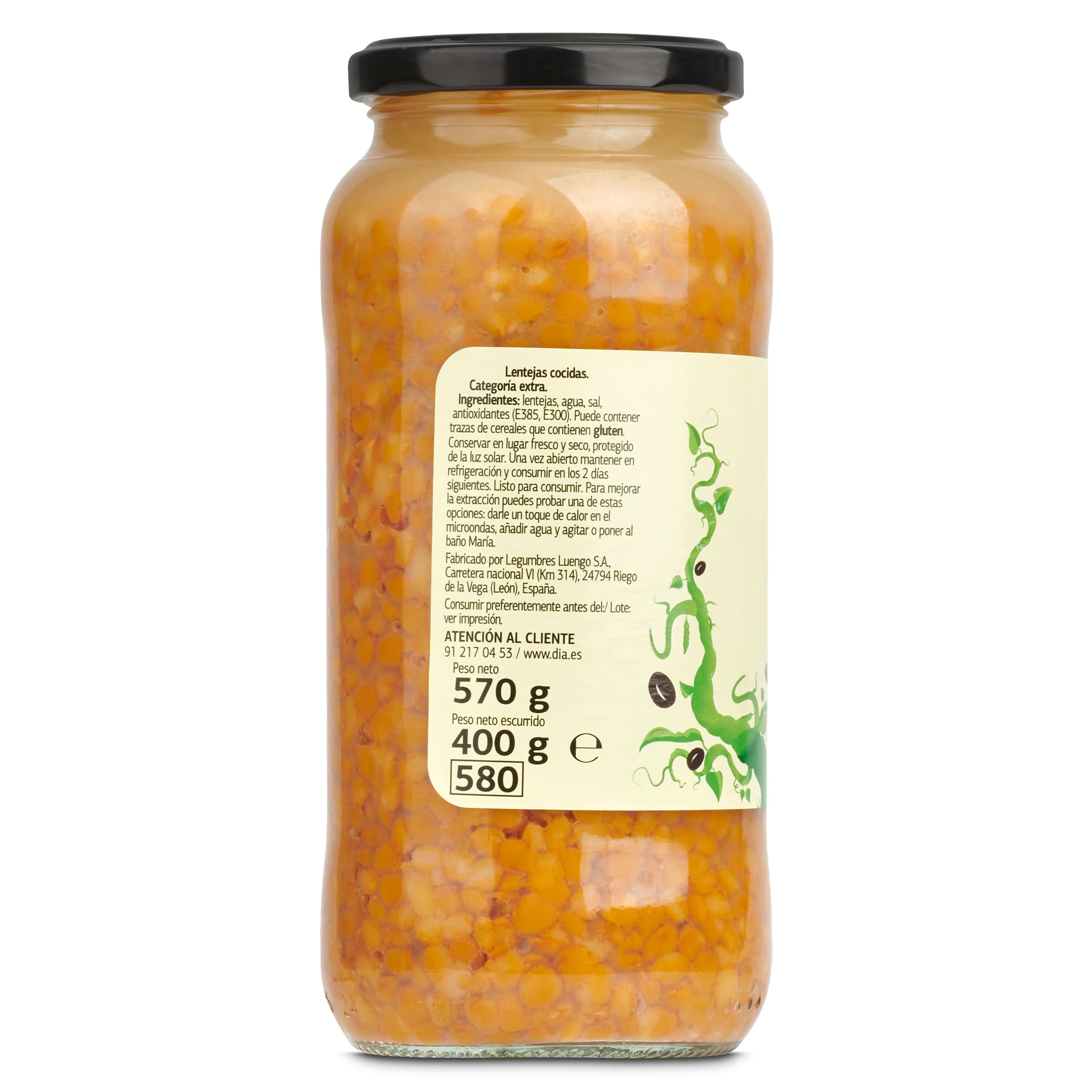 Lentejas cocidas Dia Vegecampo 400 g