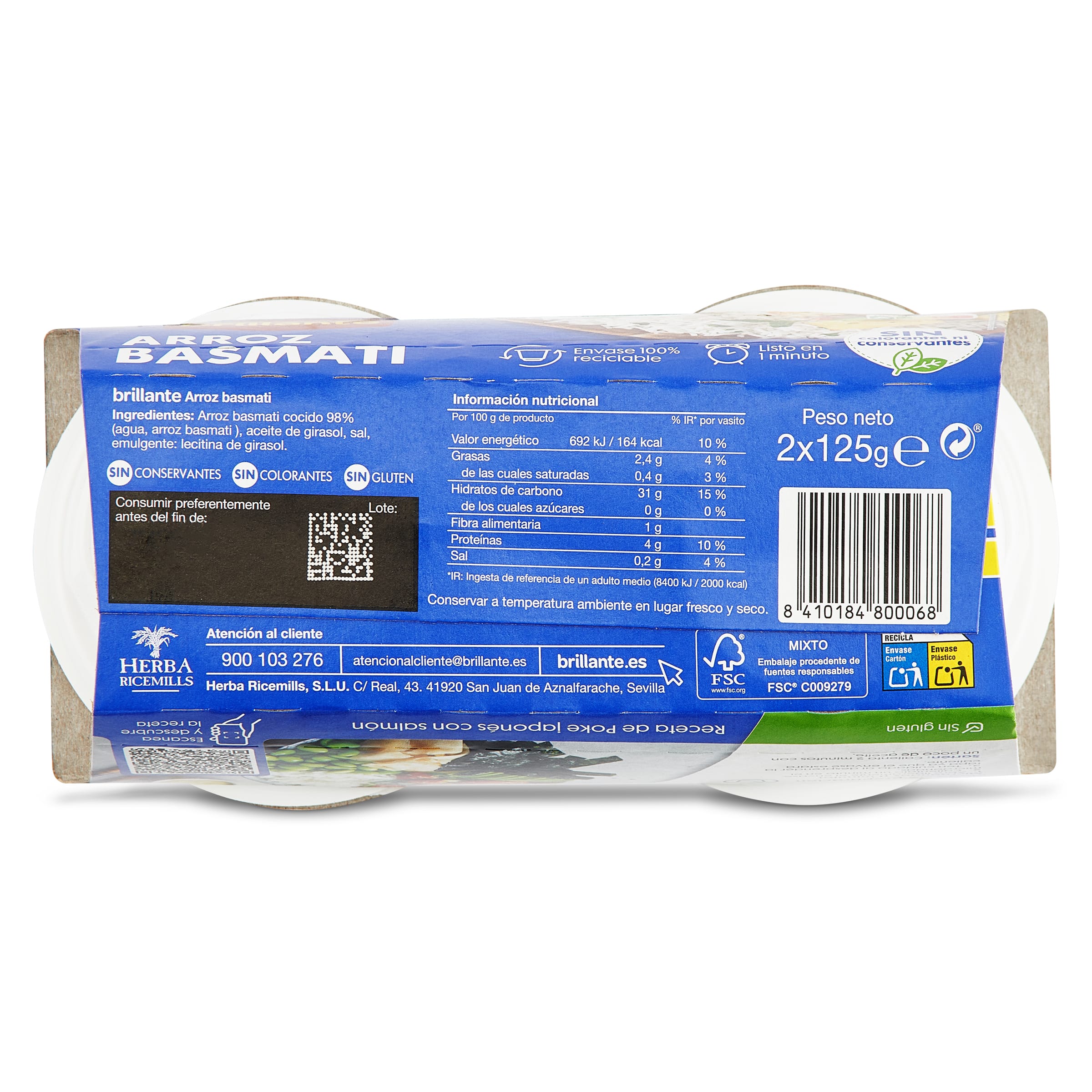Vasos de arroz basmati Brillante 2 x 125 g