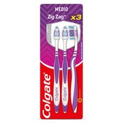 Cepillo dental zig zag medio Colgate blister 3 unidades