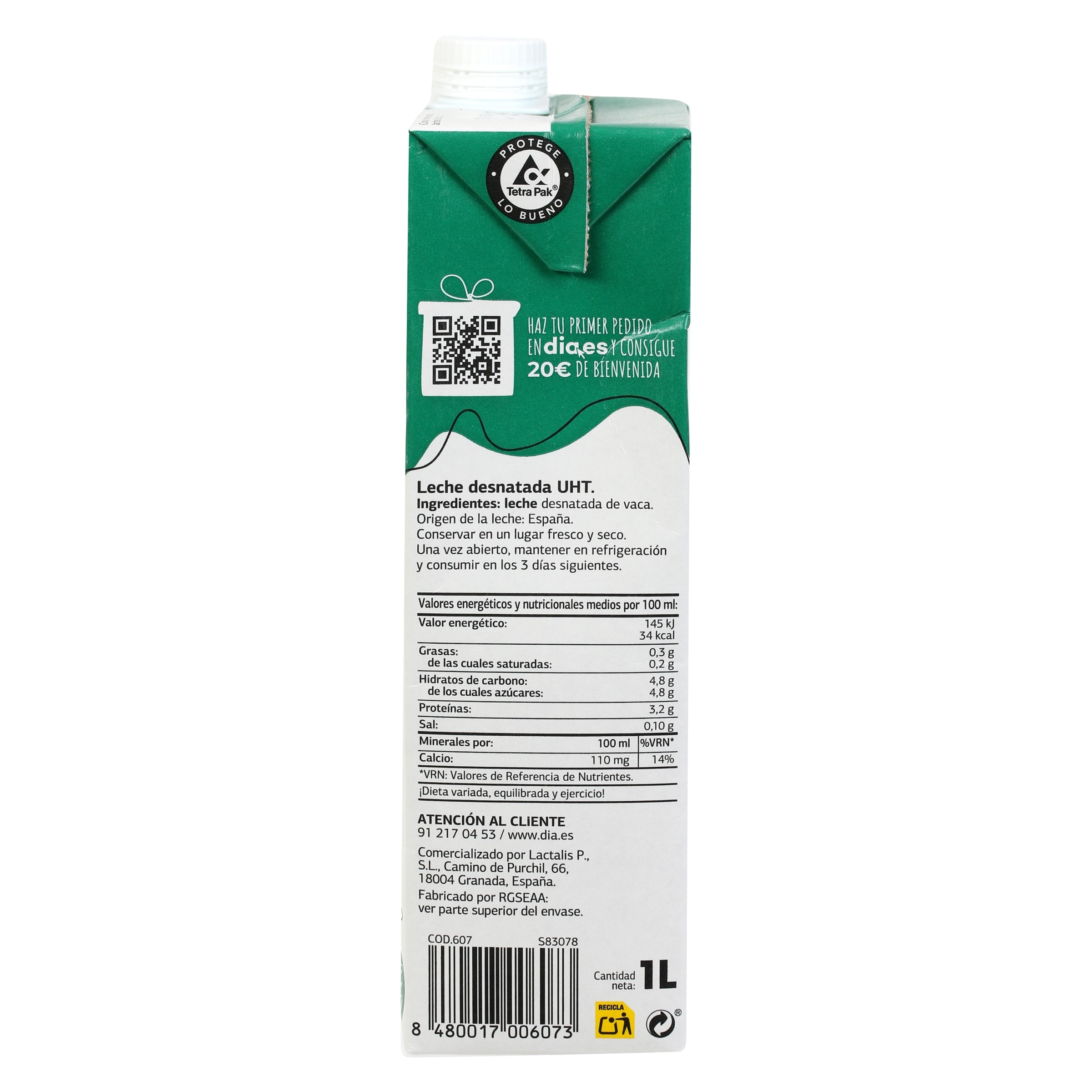 Leche desnatada Dia Láctea 1 L