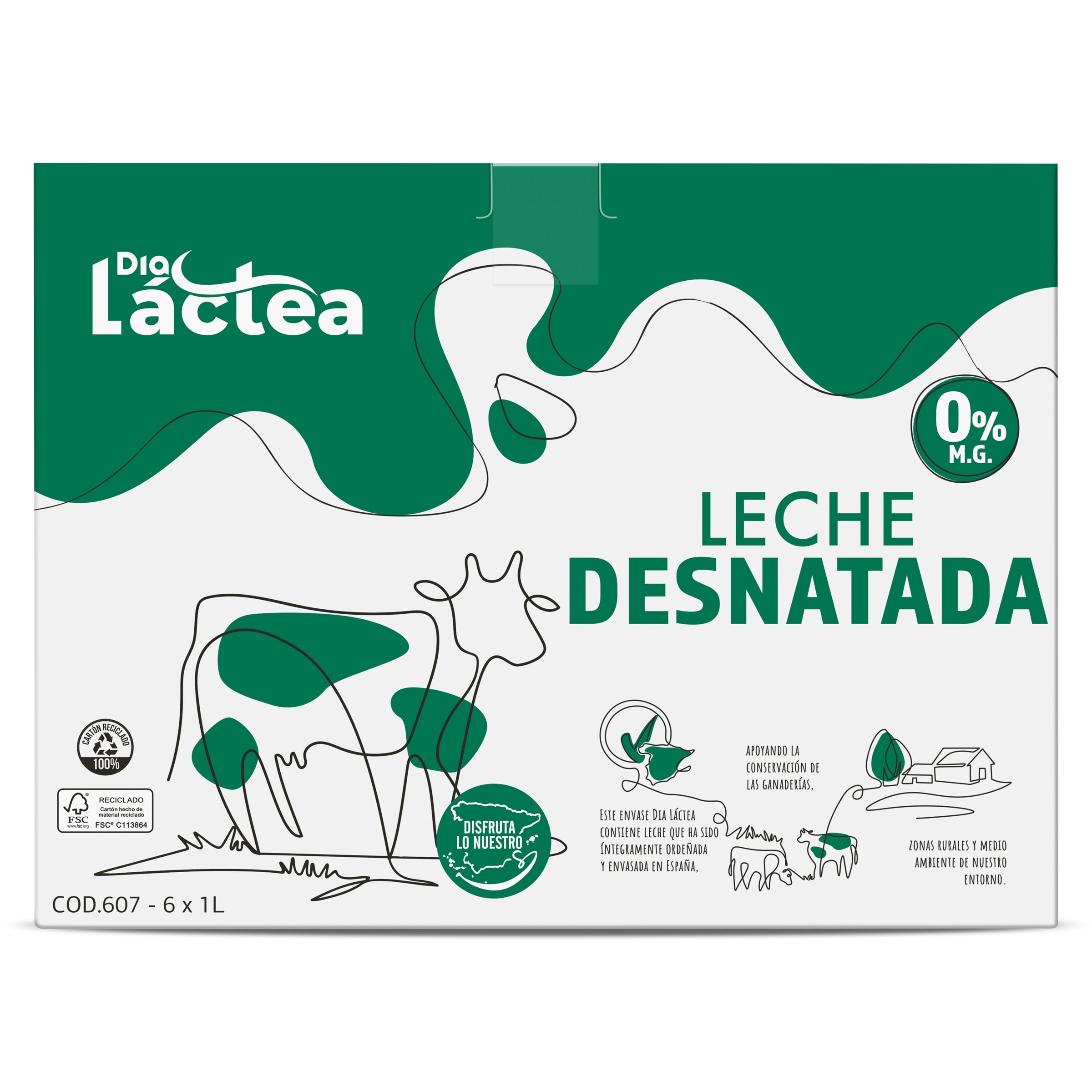 Leche desnatada Dia Láctea pack 6 x 1 L