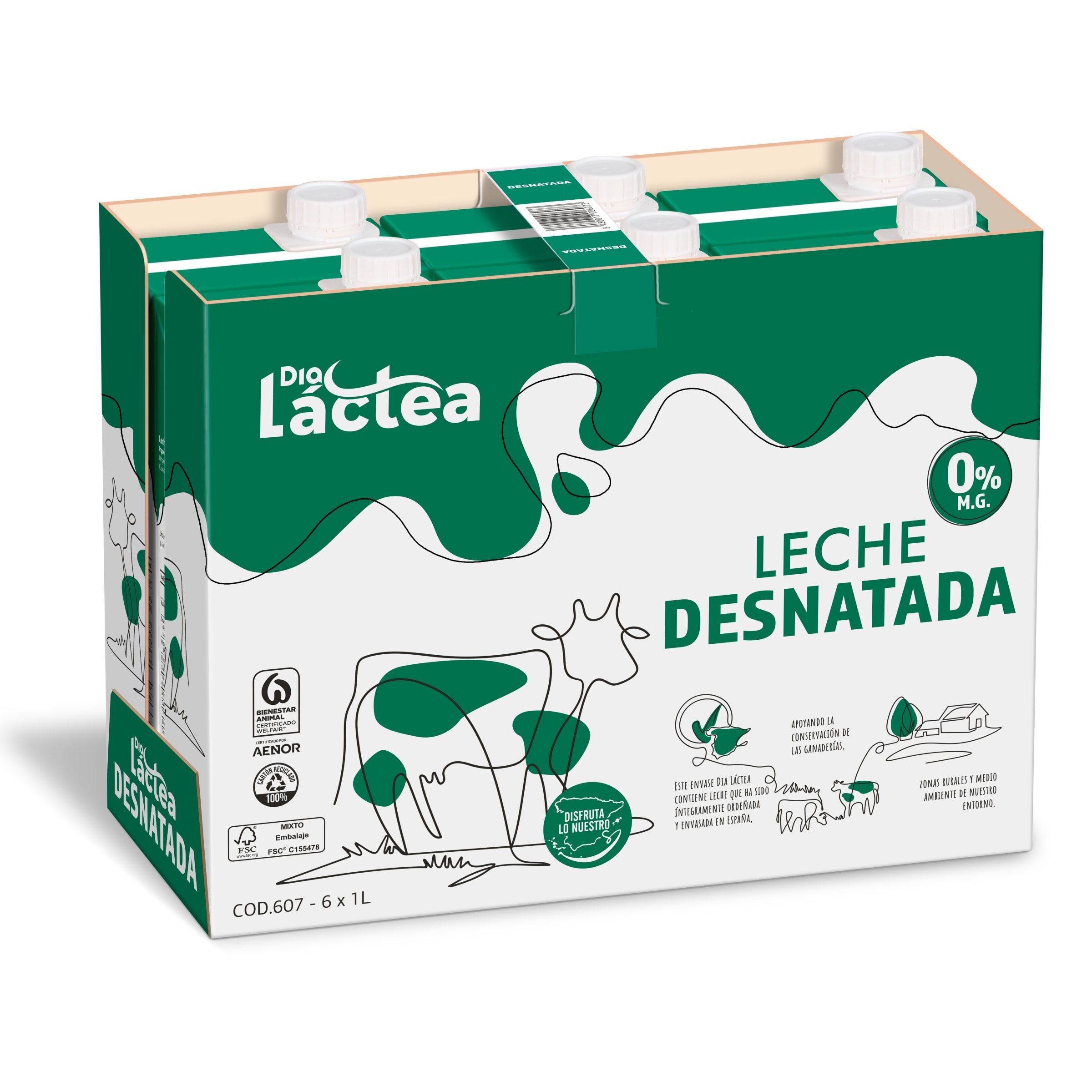 Leche semidesnatada sin lactosa Dia Láctea brik 1 l - Supermercados DIA
