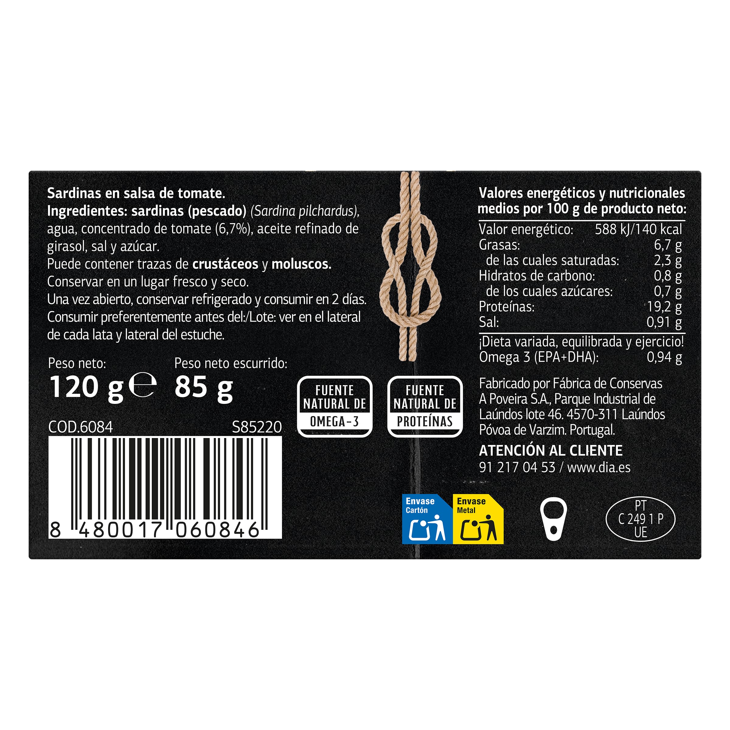 Sardinas en tomate Dia Mari Marinera 85 g
