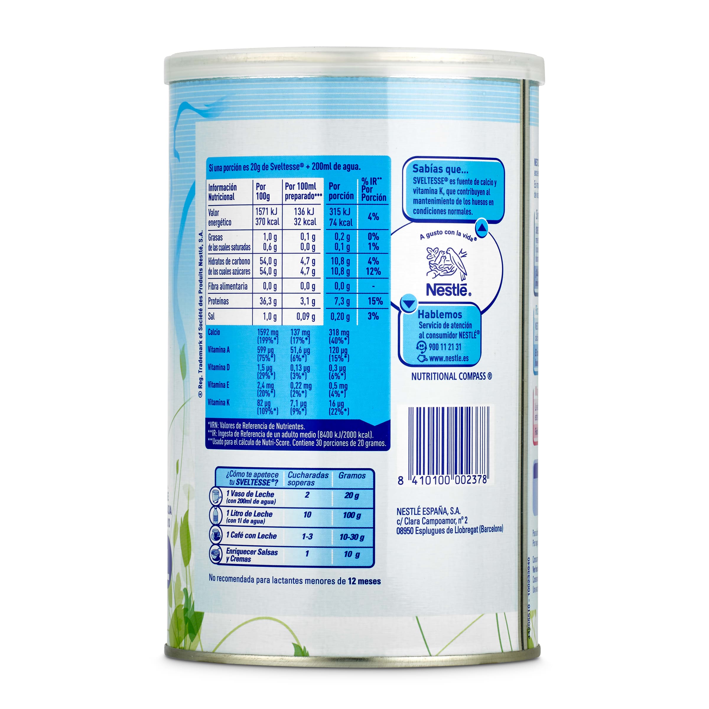 Leche en polvo Sveltesse 600 g