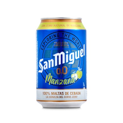 Cerveza sabor manzana 0,0% alcohol San Miguel lata 33 cl-0