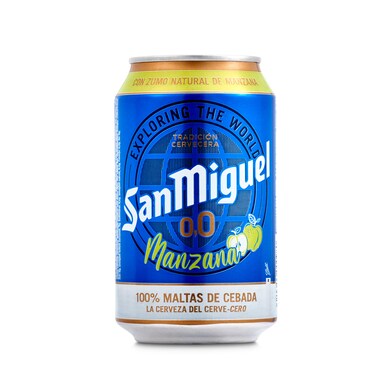 Cerveza sabor manzana 0,0% alcohol San Miguel lata 33 cl-0 Cerveza sabor manzana 0,0% alcohol San Miguel lata 33 cl-0