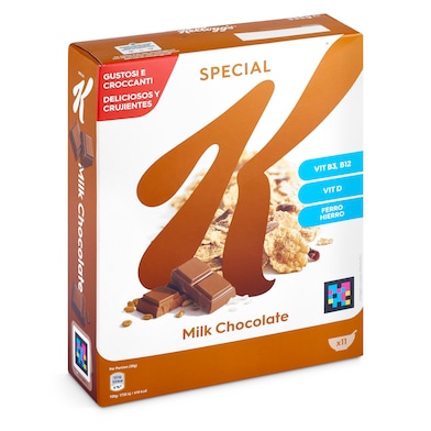 Cereales copos de trigo integral y arroz con virutas de chocolate con leche Kellogg's Special K caja 335 g-0