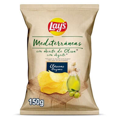 Patatas fritas mediterráneas con aceite de oliva Lay's bolsa 150 g-0 Patatas fritas mediterráneas con aceite de oliva Lay's bolsa 150 g-0