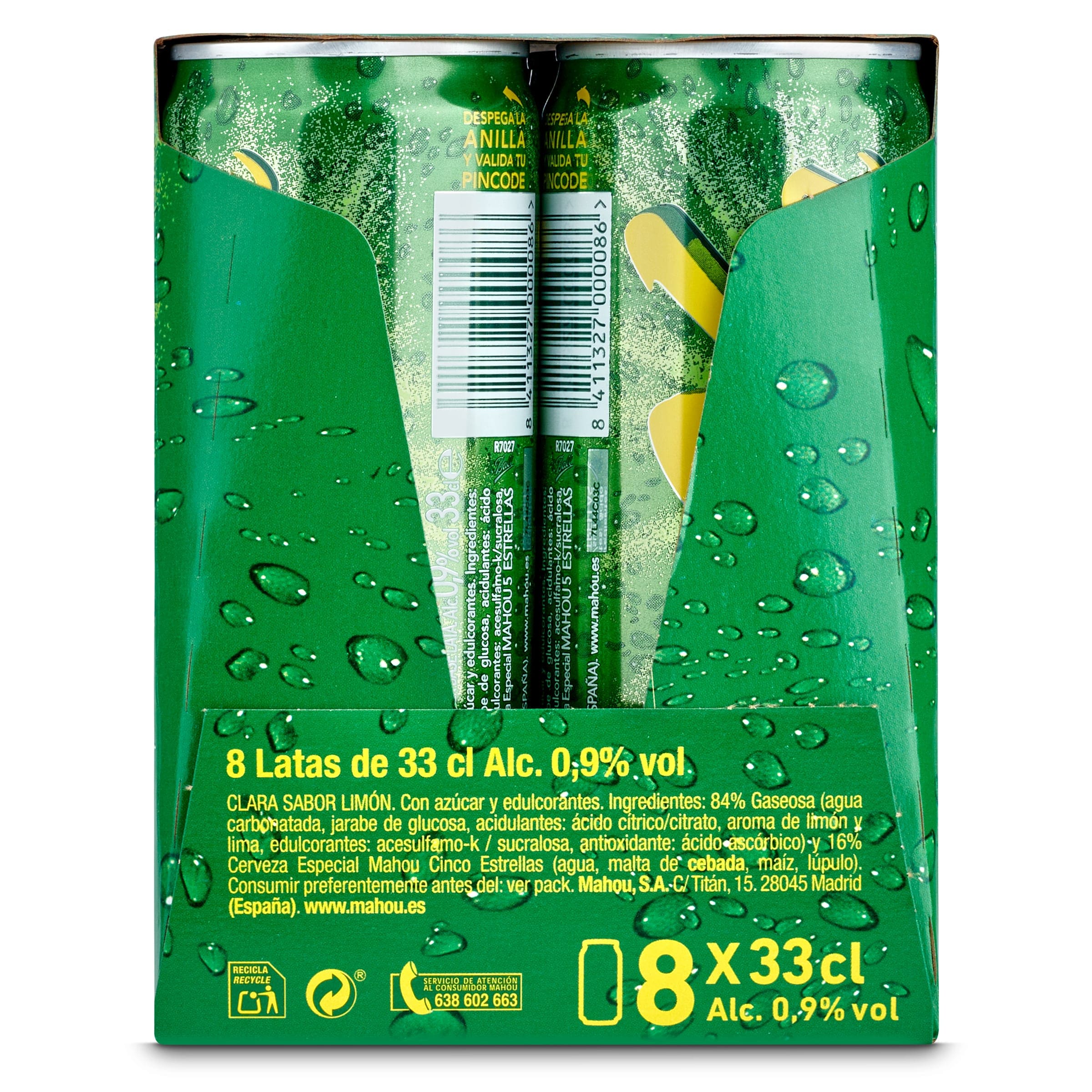 Cerveza con limón Mahou Mixta pack 8 x 33 cl