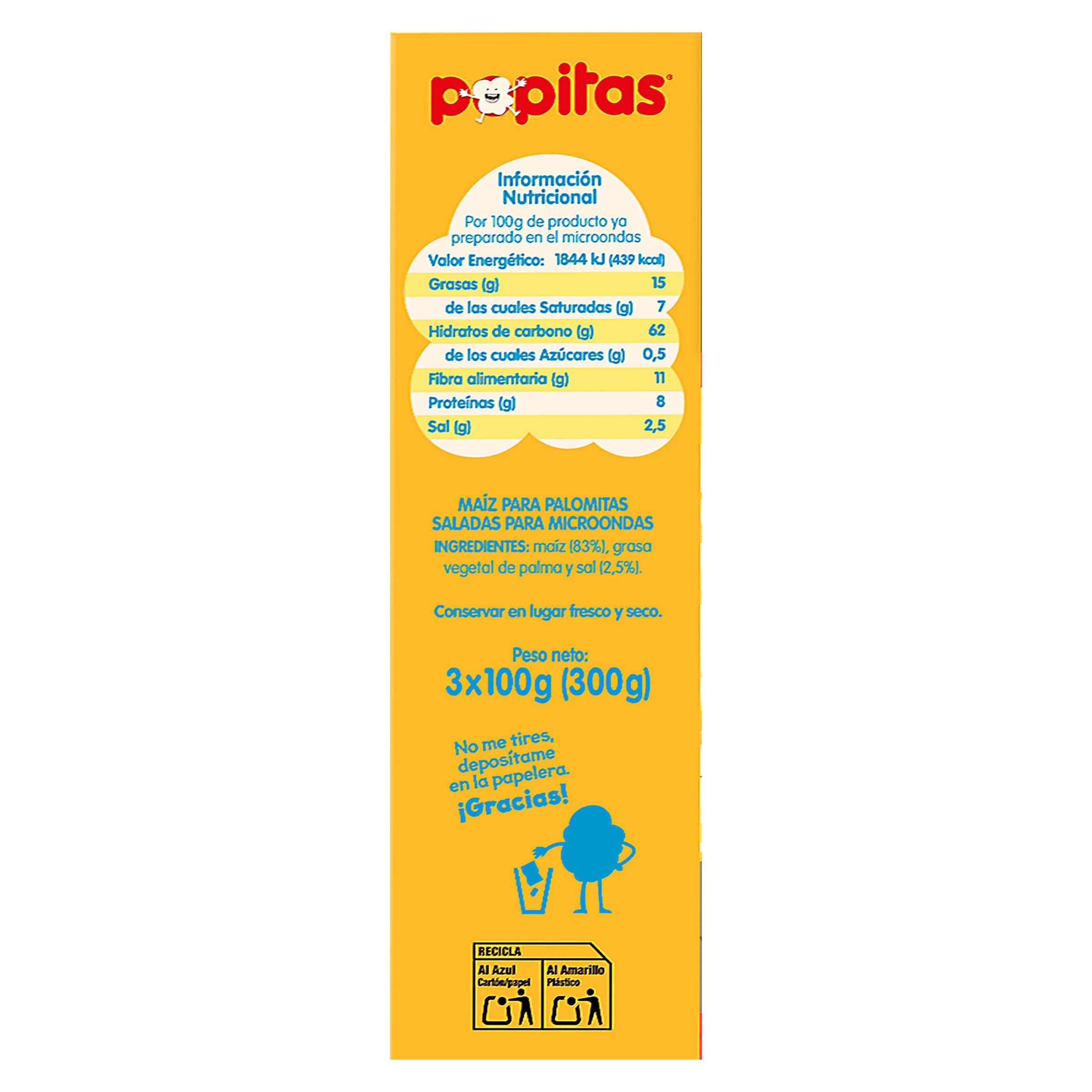 Palomitas con sal para microondas Popitas 300 g
