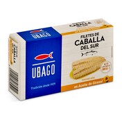 Filetes de caballa del sur en aceite de girasol Ubago lata 65 g