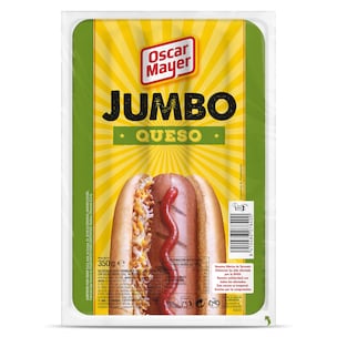 salchichas cocidas jumbo con queso 350 g
