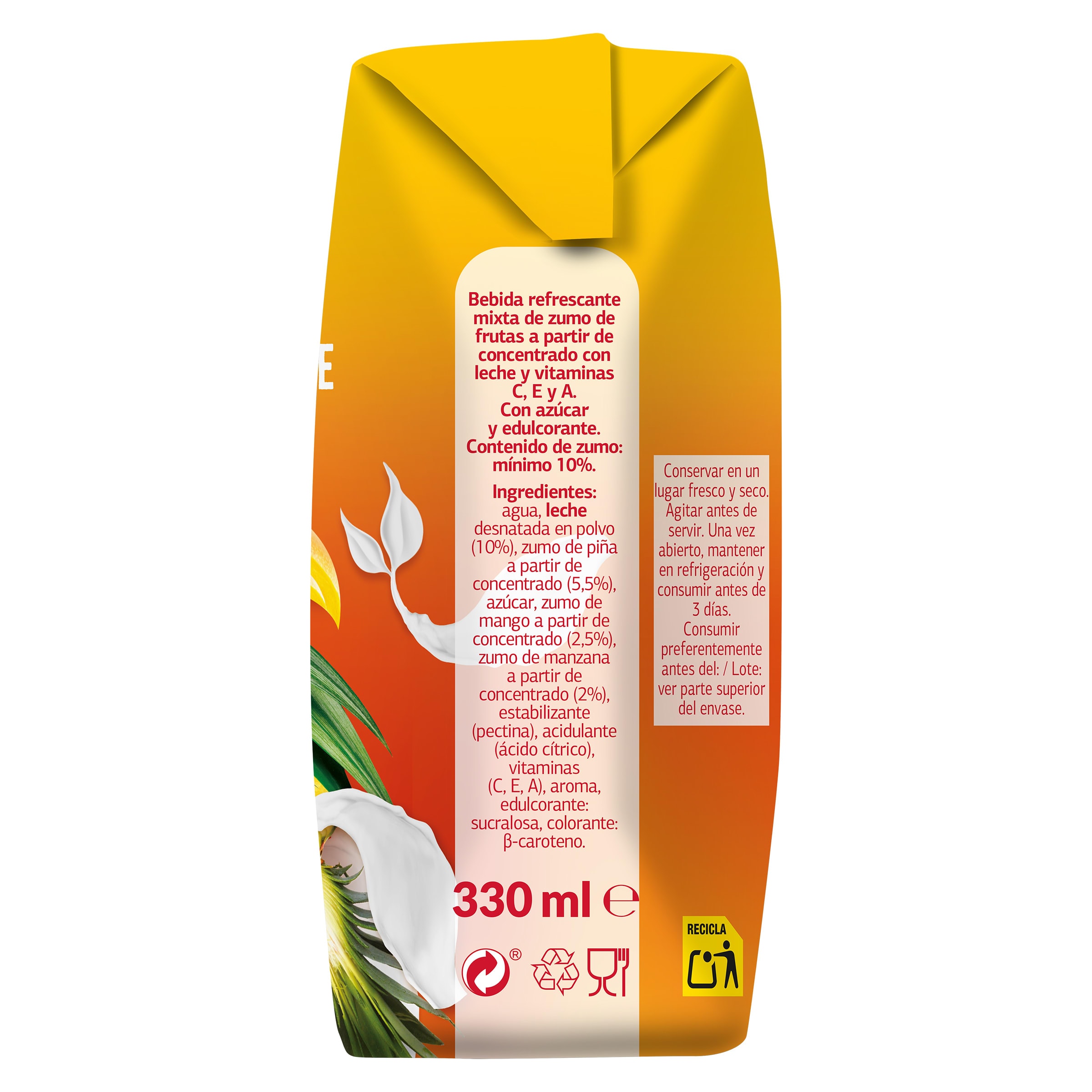 Bebida de fruta y leche tropical Dia Saborfera pack 3 x 330 ml