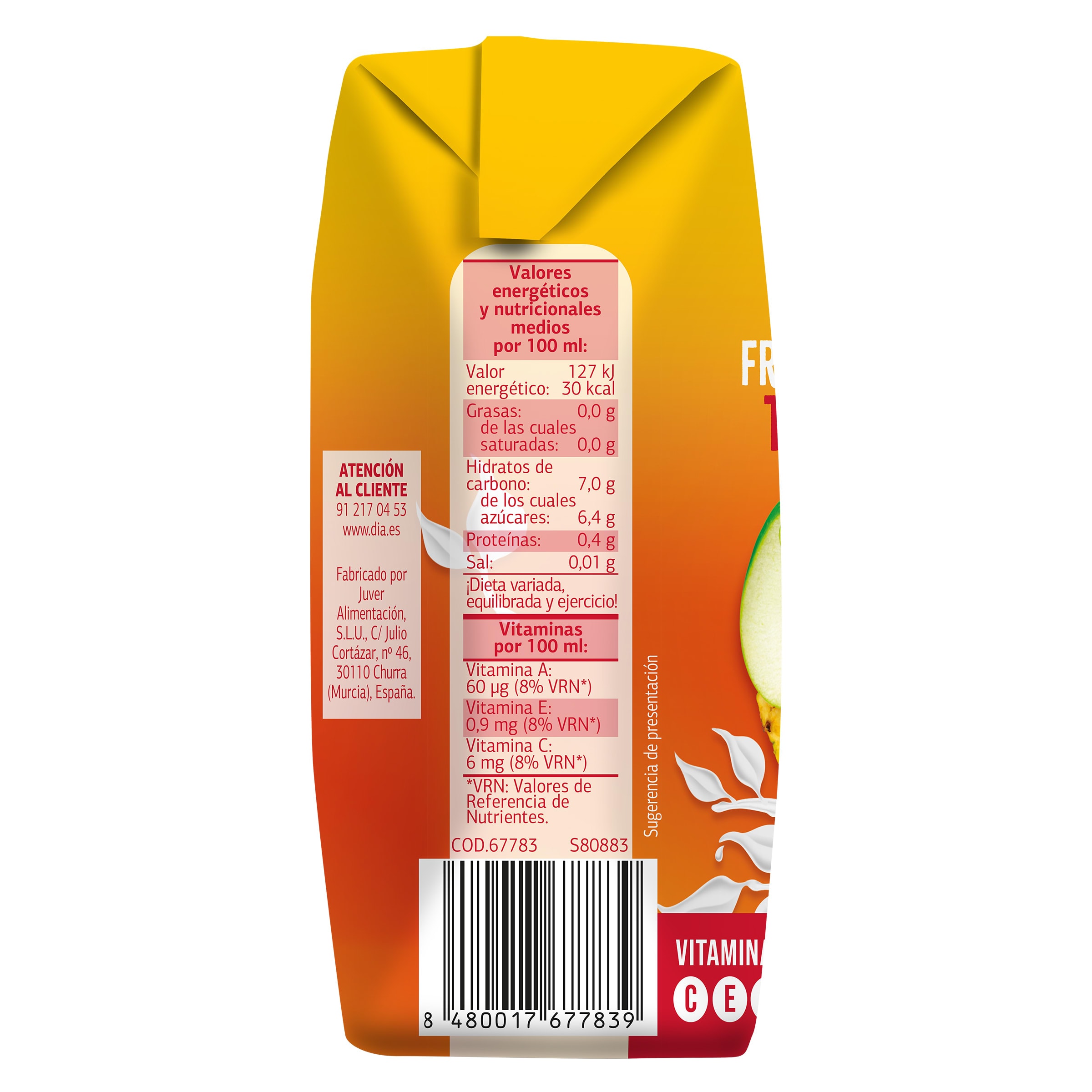 Bebida de fruta y leche tropical Dia Saborfera pack 3 x 330 ml