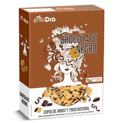 Cereales copos de trigo, arroz y cebada con chocolate negro Gran Dia caja 300 g-0