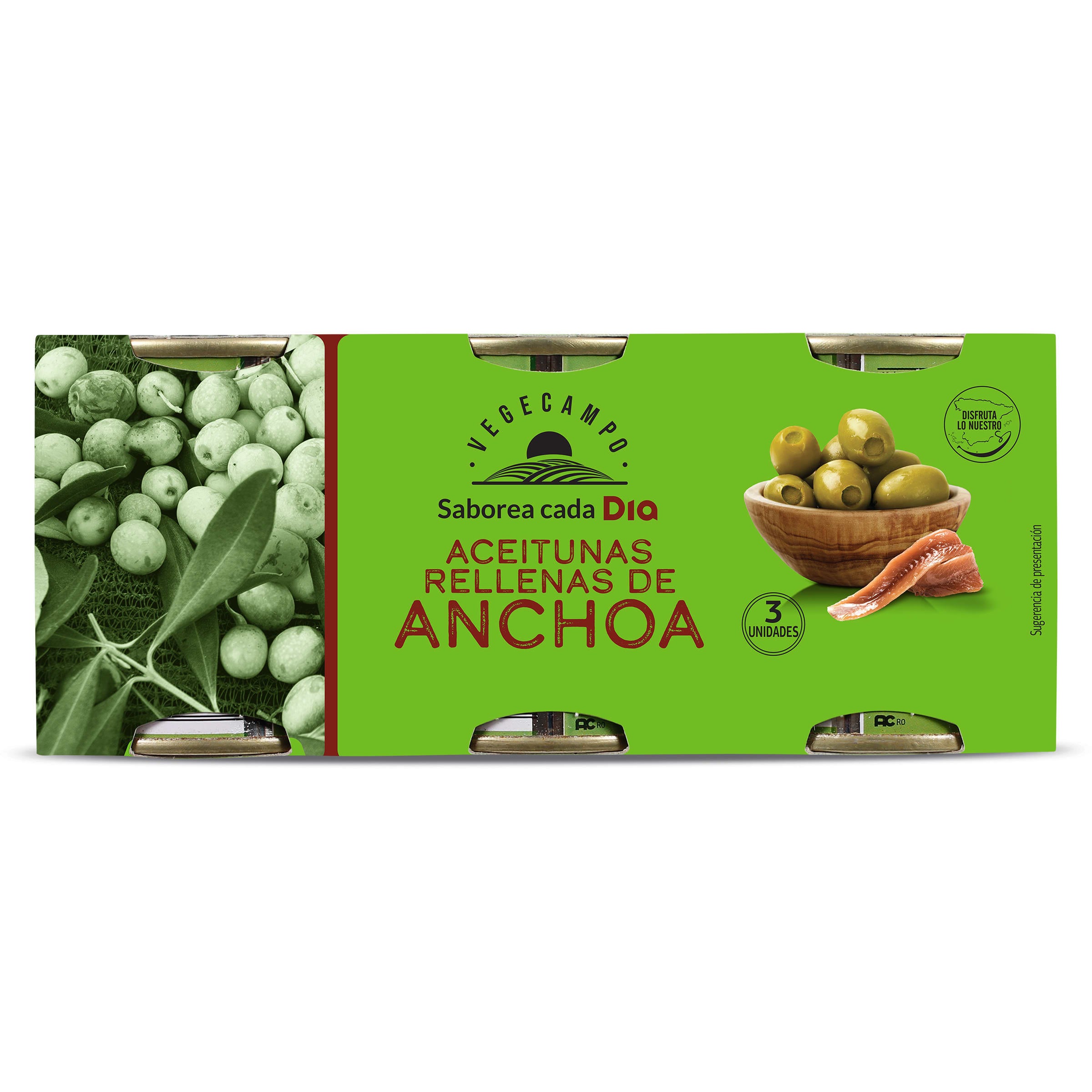 Aceitunas rellenas de anchoa Dia Vegecampo 3 x 50 g
