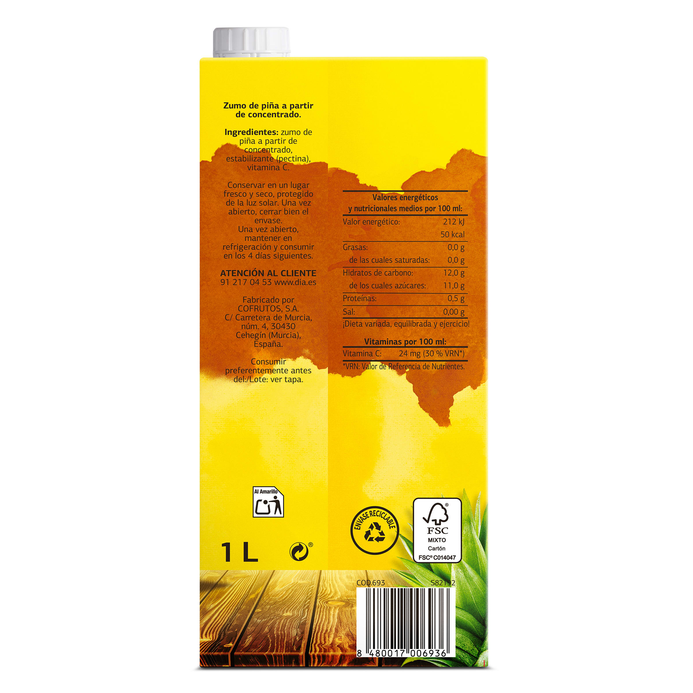 Zumo de piña Dia Saborfera 1 L