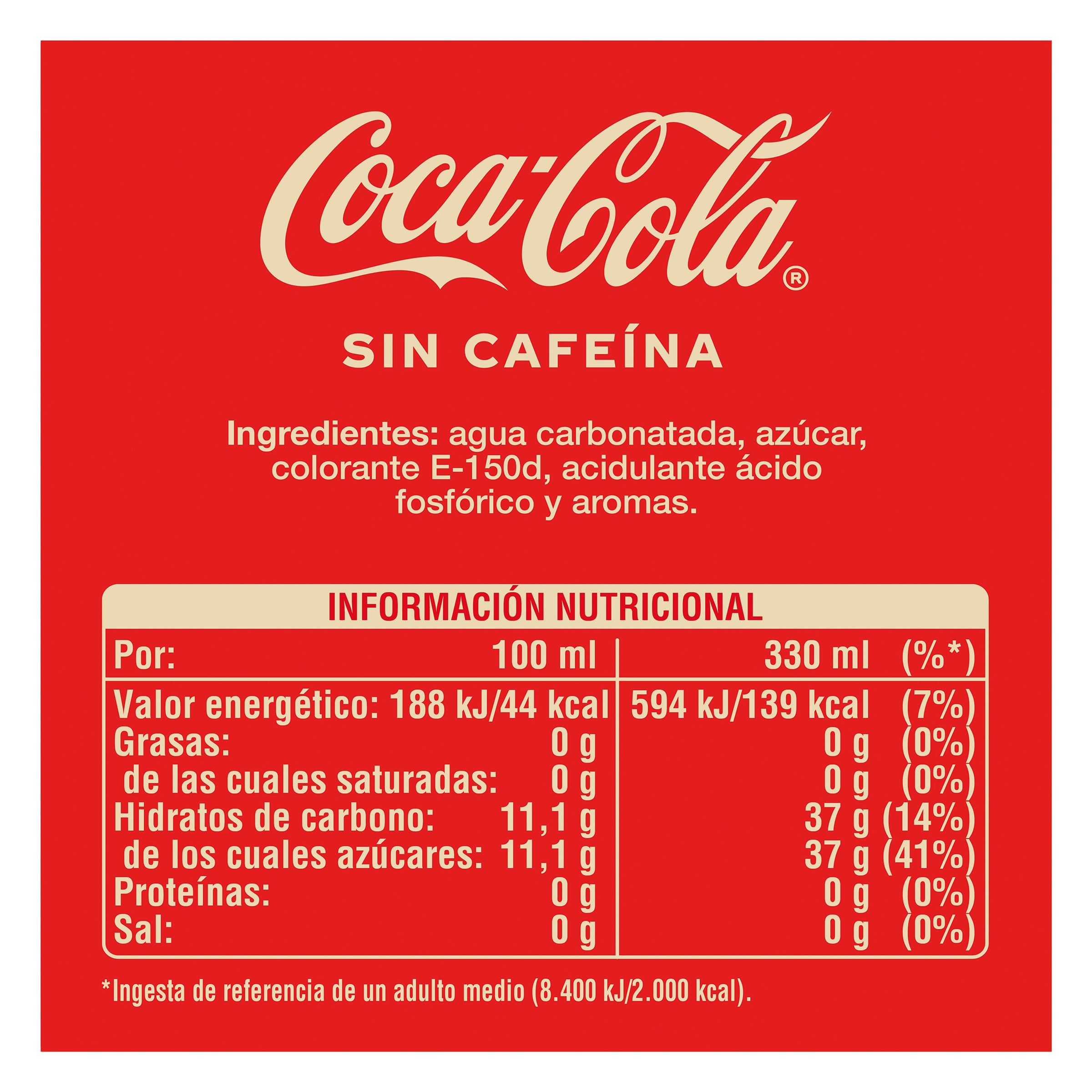 Coca-Cola sin cafeína 330 ml