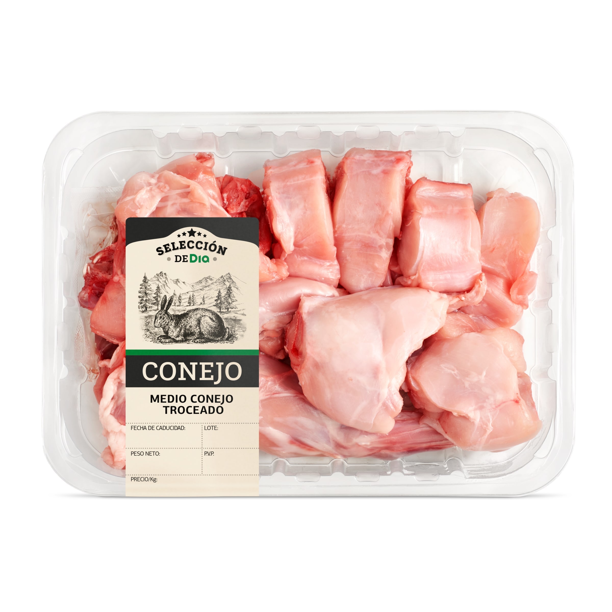 Medio conejo troceado Selección de Dia 750 g aprox.